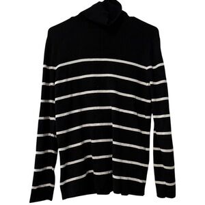 Black and White Striped Turtle Neck
